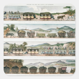 Passagiere und Fracht der ersten französischen Lin Quadratischer Aufkleber