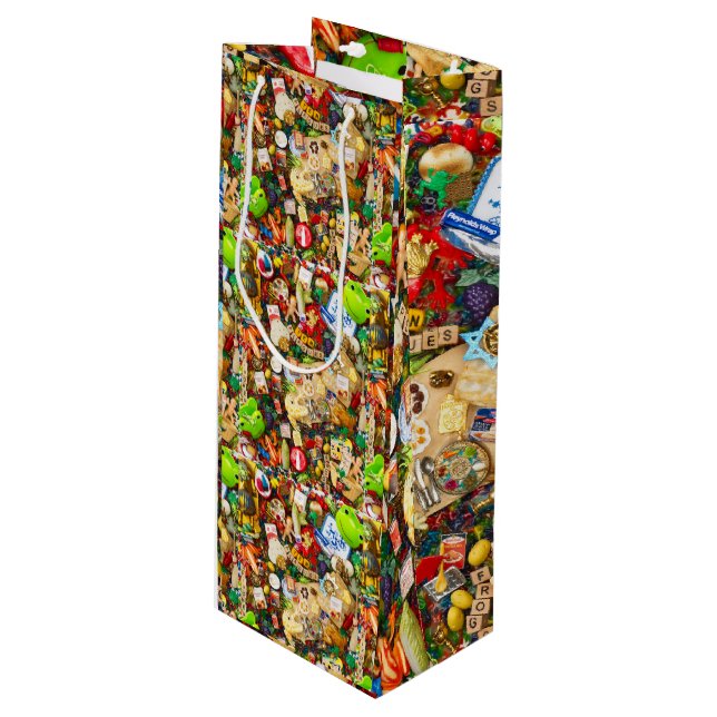 Passahfest-Geschenk-Tasche Geschenktüte Für Weinflaschen (Vorderseite Schrägansicht)