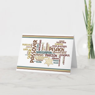 Passahfest-Wörter und Matzah-Stern Karte