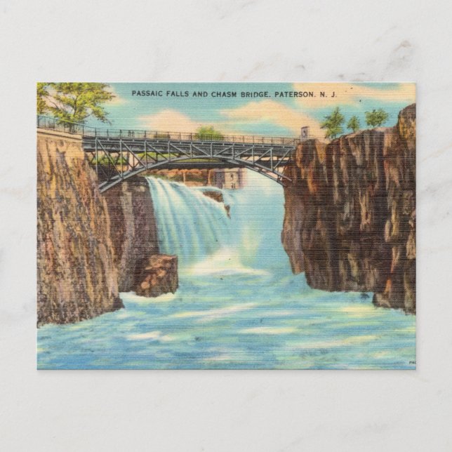 Passaic Falls Chasm Bridge, Paterson, New Jersey Postkarte (Vorderseite)