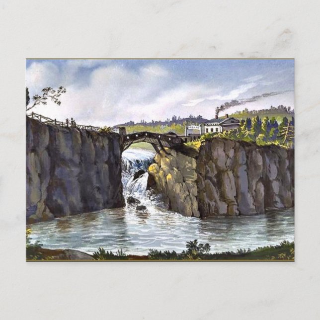 Passaic Falls in New Jersey, Fine Art Malerei Postkarte (Vorderseite)