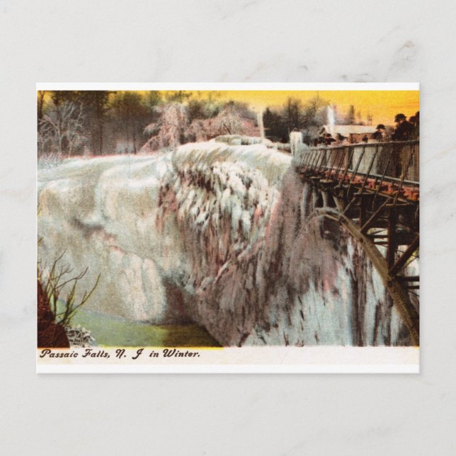Passaic Falls in Winter, Paterson, NJ Vintag Postkarte (Vorderseite)