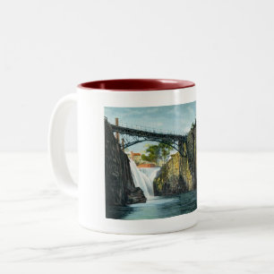 Passaic Falls, Paterson NJ 1907 vintage Zweifarbige Tasse