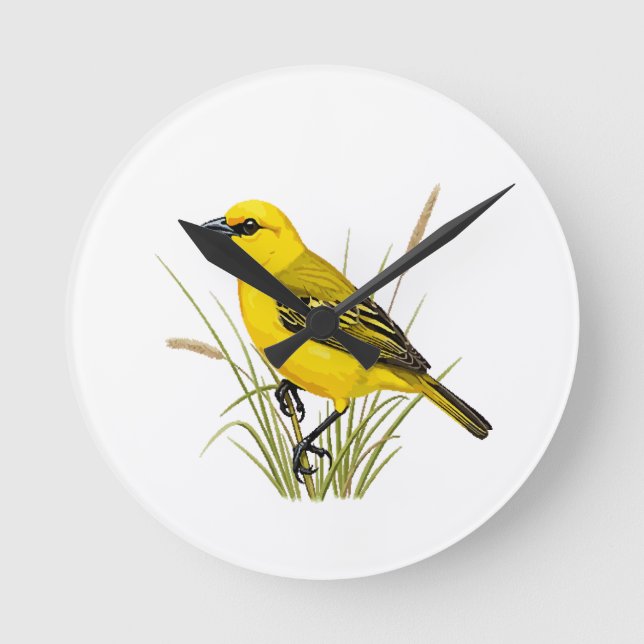 pássaro amarelo runde wanduhr (Vorderseite)