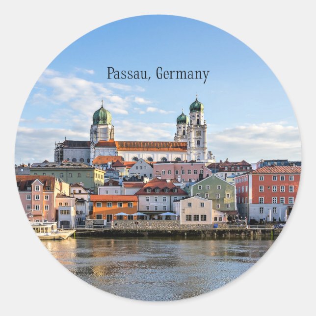 Passau, Deutschland Stadtbild Runder Aufkleber (Vorderseite)