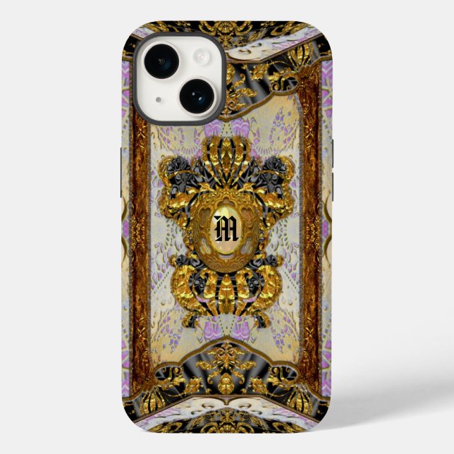 Passementerie Madeline Elegant Damask Monogram Case-Mate iPhone Hülle (Rückseite)
