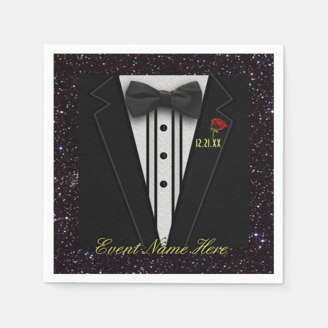 Passen Sie Black Tuxedo und Night Sky an Serviette (Vorderseite)