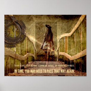 Passen Sie brennende Brücken-themed motivierend Poster