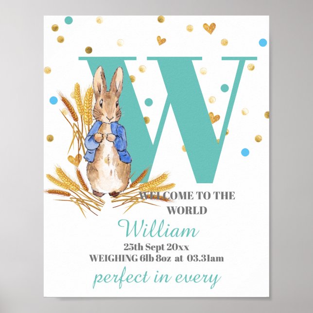 Passen Sie das Baby Boy Birth Poster an (Vorne)