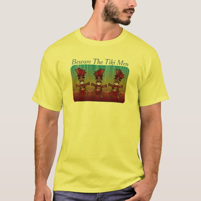 Passen Sie die Tiki Mann-lustige tropische Insel T-Shirt (Vorderseite)