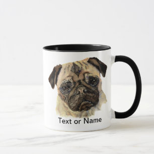 Passen Sie diesen Mops an - Wasserfarbhund Tasse