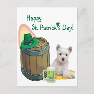 Passen Sie es an! Westie Puppy St. Patrick's Day C Postkarte