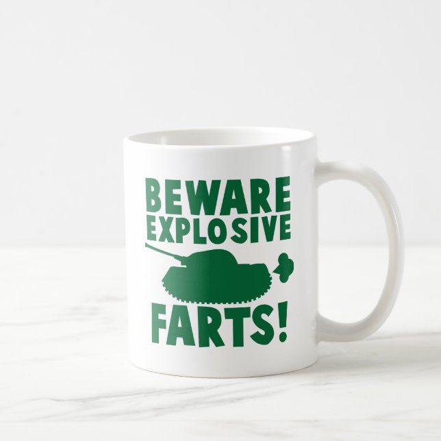 Passen Sie EXPLOSIVE FURZEN auf! Tasse (Rechts)