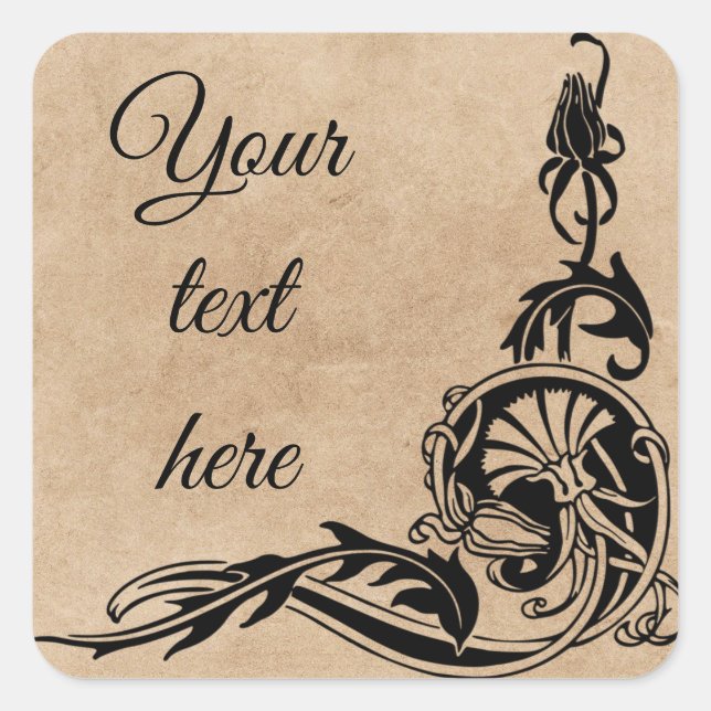 Passen Sie Ihre eigenen Jugendstil-Sticker / Label Quadratischer Aufkleber (Vorderseite)