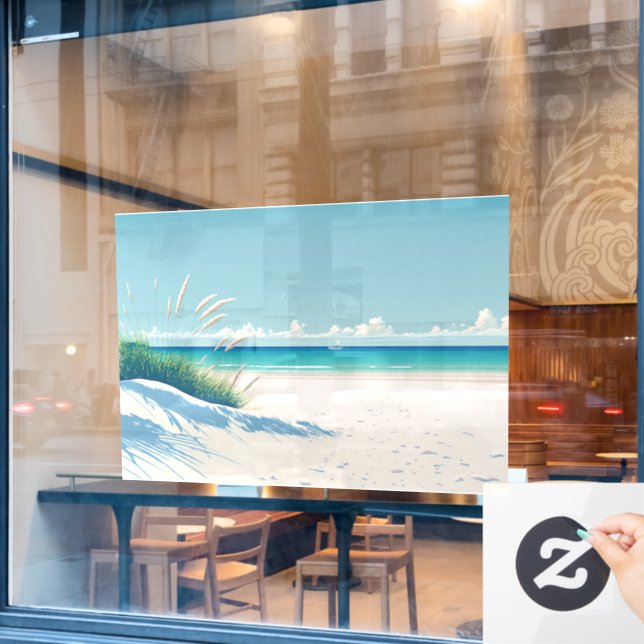 Passen Sie Ihren eigenen weißen Strand mit Sonnens Fensteraufkleber (Café-Fenster)