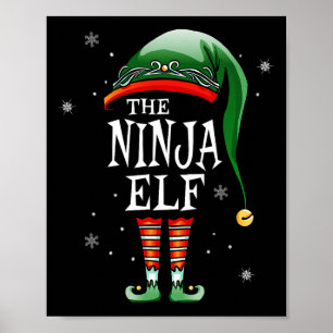 Passende lustige Ninja-Elf-Weihnachtsfamilie  Poster