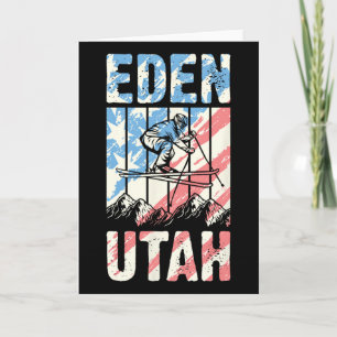 Passende Retro-Mountain-Skiing-Eden-Utah-Tri Karte