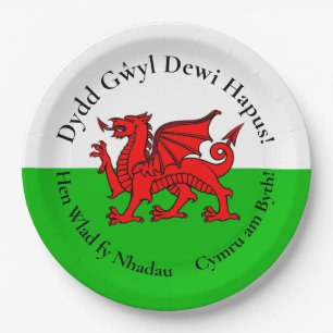 Passende Walisischer Drache St David's Tag 9" Pappteller