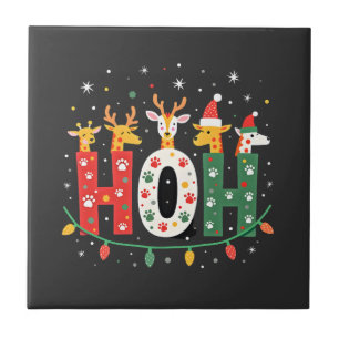 Passende Weihnachts-Santa-Mütze Ho Ho Ho Giraffe A Fliese