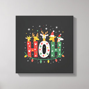 Passender Weihnachts-Santa-Hut Ho Ho Ho Giraffe An Leinwanddruck