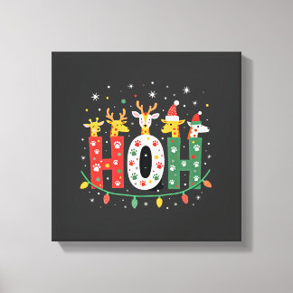 Passender Weihnachts-Santa-Hut Ho Ho Ho Giraffe An Leinwanddruck