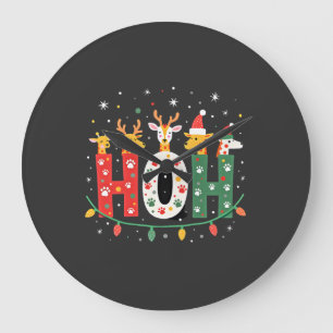 Passender Weihnachtsmann-Hut Ho Ho Ho Giraffe Anim Große Wanduhr