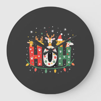 Passender Weihnachtsmann-Hut Ho Ho Ho Giraffe Anim Große Wanduhr