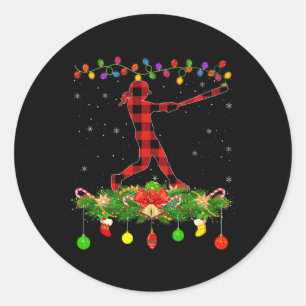 Passendes Büffel-Karo-Weich-Sport-Weihnachts-Pyjam Runder Aufkleber