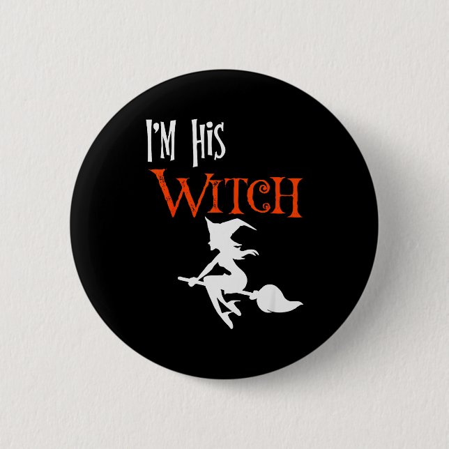 Passendes Halloween Ich bin seine Hexe_ich bin ihr Button (Vorderseite)