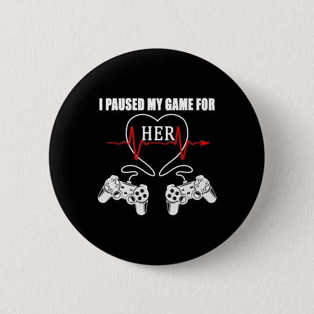 Passendes Paar Valentinstag Video Gamer Herz C Button (Vorderseite)