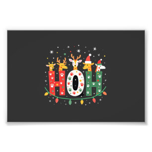 Passendes Weihnachten Santa Hut Ho Ho Ho Giraffe A Fotodruck