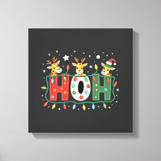 Passendes Weihnachten Santa Hut Ho Ho Ho Giraffe A Leinwanddruck