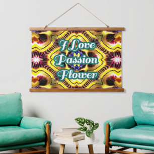 Passiflora Caerulea Pattern Wandteppich Mit Holzrahmen