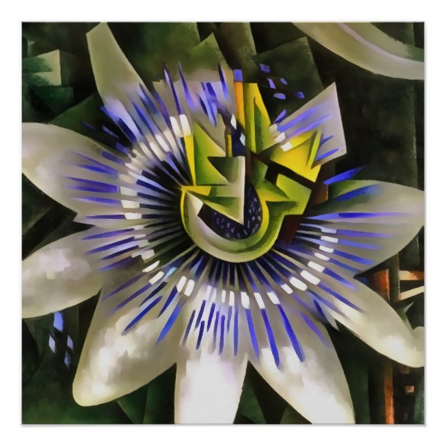 Passiflora Passion Blume im Stil geometrischer Kun Poster (Vorderseite)