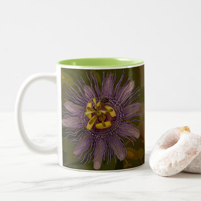 Passion-Blume Zweifarbige Tasse (Mit Donut)