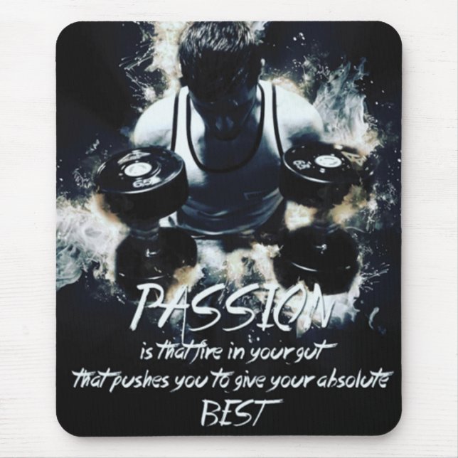 PASSION - Bodybuilding Workout Motivierend Mousepad (Vorne)