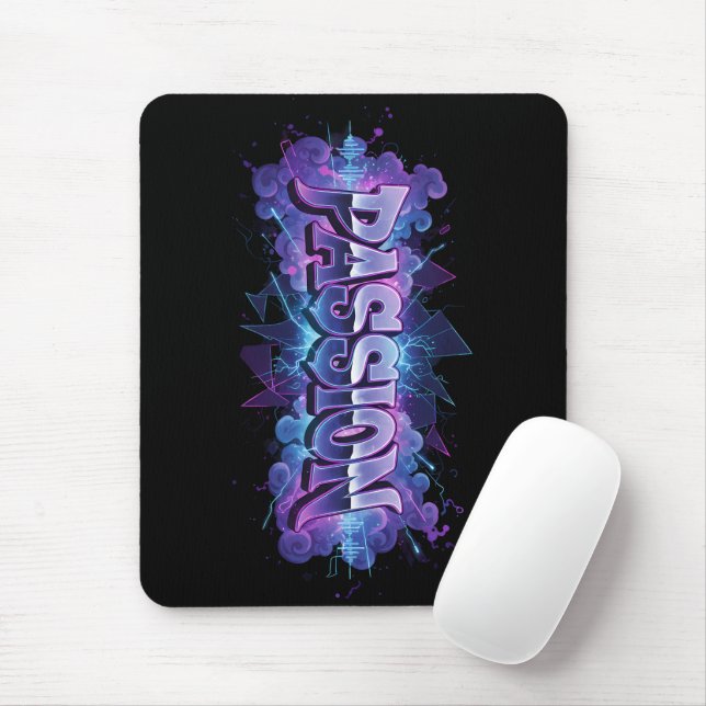 Passion Cyberpunk-Typografie – Lebendige moderne W Mousepad (Mit Mouse)