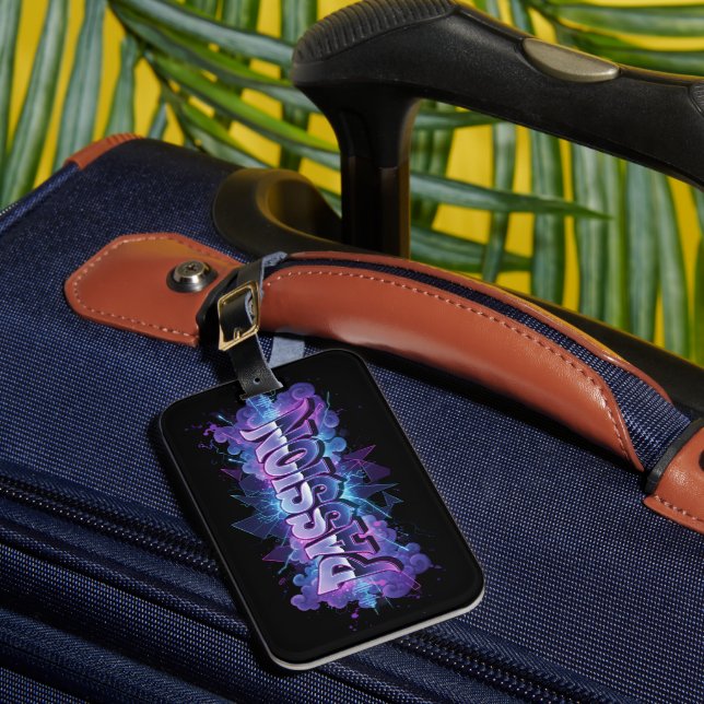 Passion Cyberpunk Typography – Vibrant Modern Word Gepäckanhänger (Vorderseite Insitu 1)