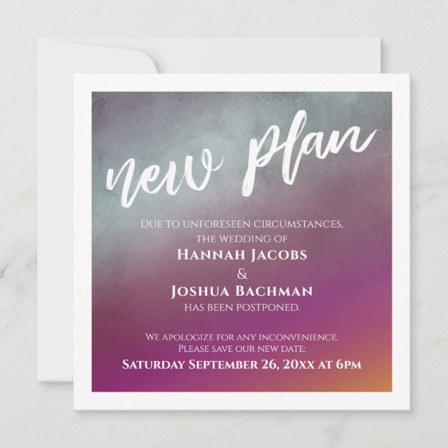 Passion Frucht neuer Plan verzögert Hochzeitskarte Einladung (Vorderseite)