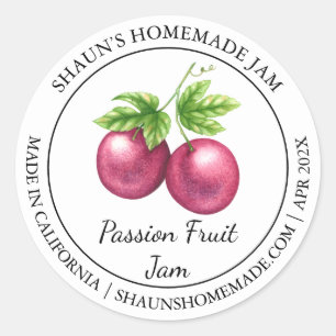 Passion Fruit Jam Modern Label Runder Aufkleber