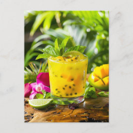 Passion Fruit Mojito - Gelber Drink Feiertagspostkarte