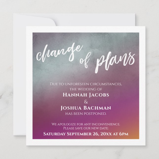 Passion Fruit Plan Änderung verzögert Hochzeitkart Einladung (Vorderseite)