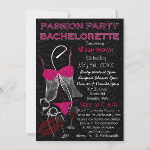 Passion Party Bachelorette, Lingerie Dusche einlad Einladung