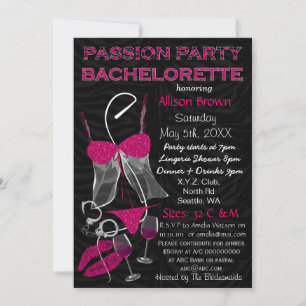 Passion Party Bachelorette, Lingerie Dusche einlad Einladung