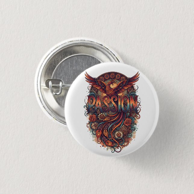 Passion Phoenix Vintage Art Design – Gepäckanhänge Button (Vorne & Hinten)