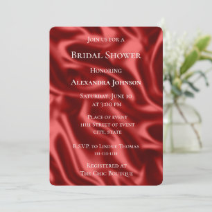 Passion Red Imitats Satin Brautparty Einladung