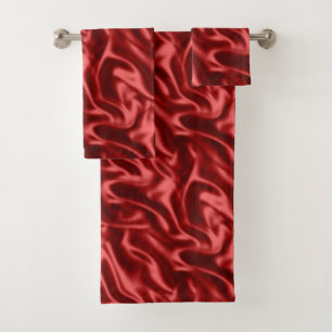 Passion Red Romantic Imitats Satin Badhandtuch Set