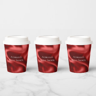 Passion Red Romantic Imitats Satin Brautparty Pappbecher