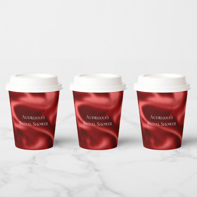 Passion Red Romantic Imitats Satin Brautparty Pappbecher (Multi)