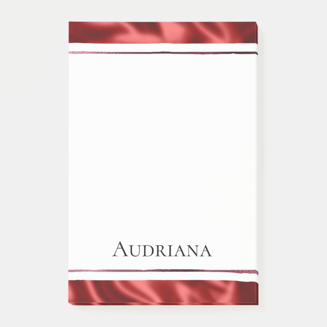 Passion Red Romantic Imitats Satin Post-it Klebezettel (Vorderseite)